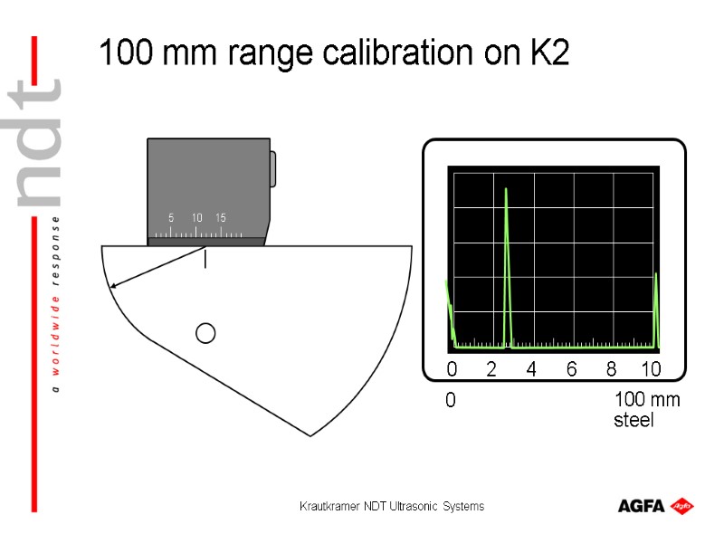 Krautkramer NDT Ultrasonic Systems 0 100 mm steel 100 mm range calibration on K2